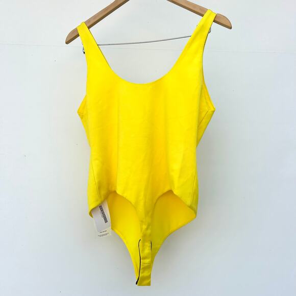 New Alice + Olivia Bodysuit Tank Citrus Yellow One Piece Large Blouse - Picture 5 of 7